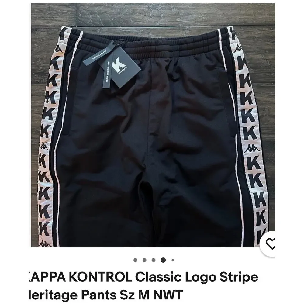 BNWT- Kappa Kontrol Classic Logo Stripe Heritage pants Sz-Medium.